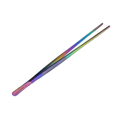 A2Z Scilab Thumb Tweezers 12 Inch Straight Blunt Serrated Tips Multi Titanium Color, Stainless Steel A2Z-ZR970